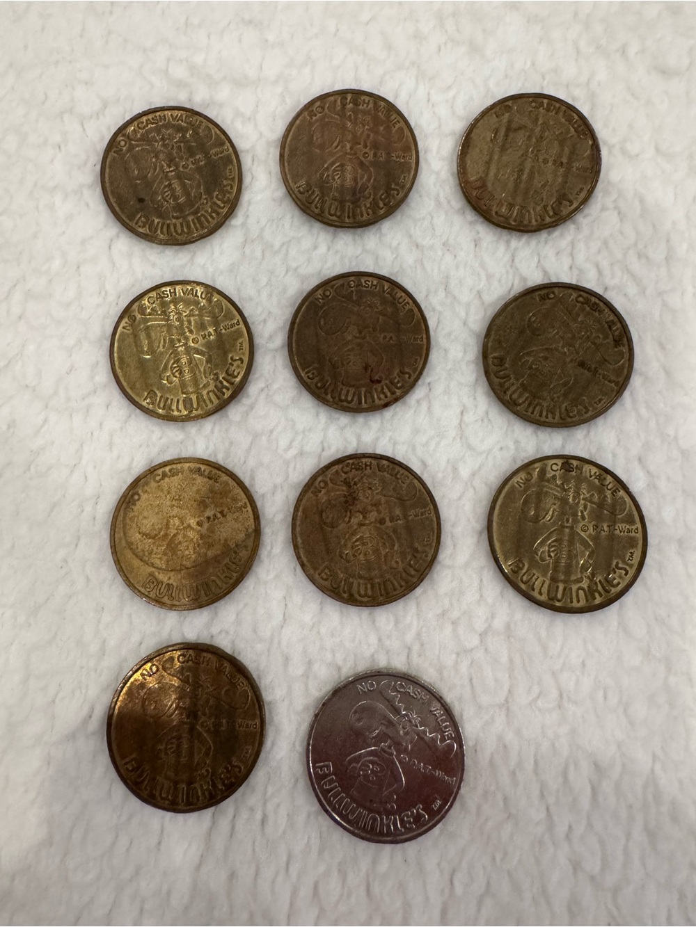 Authentic vintage Bulleinkles arcade tokens